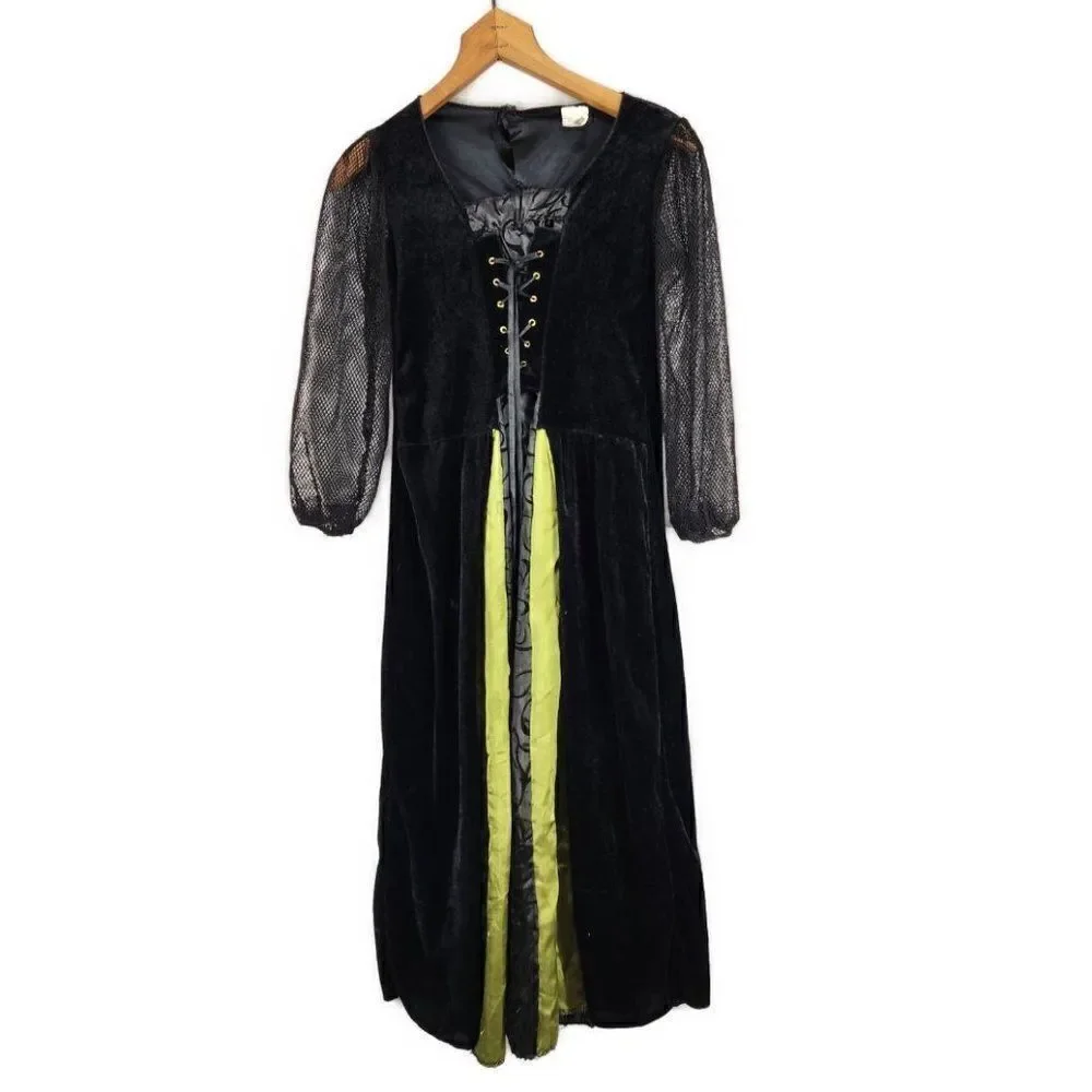 Childrens Youth Girls Sz Med 8/10 Witch Dress Halloween Costume Velvet Black